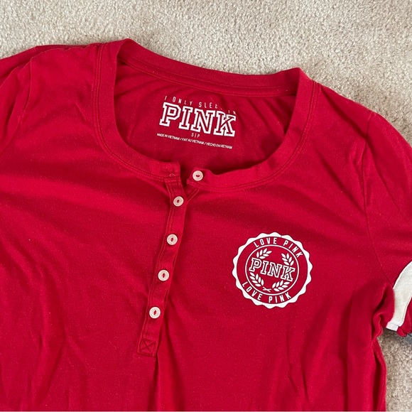 Victoria Secret PINK Coffee Made Me Do It Red Tee in size S - Picture 3 of 3